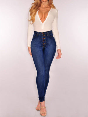 Jean coupe slim, taille haute, à empiècements