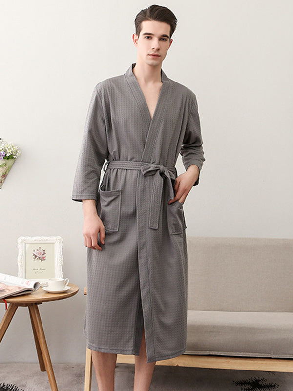 Robe de pyjama fine à bandage solide et confortable