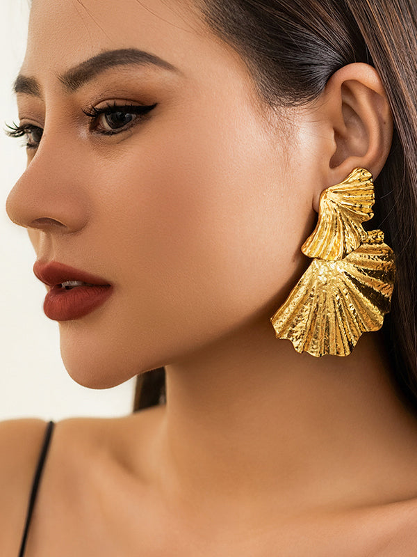 Boucles d'oreilles pendantes géométriques en forme de feuilles, couleur unie