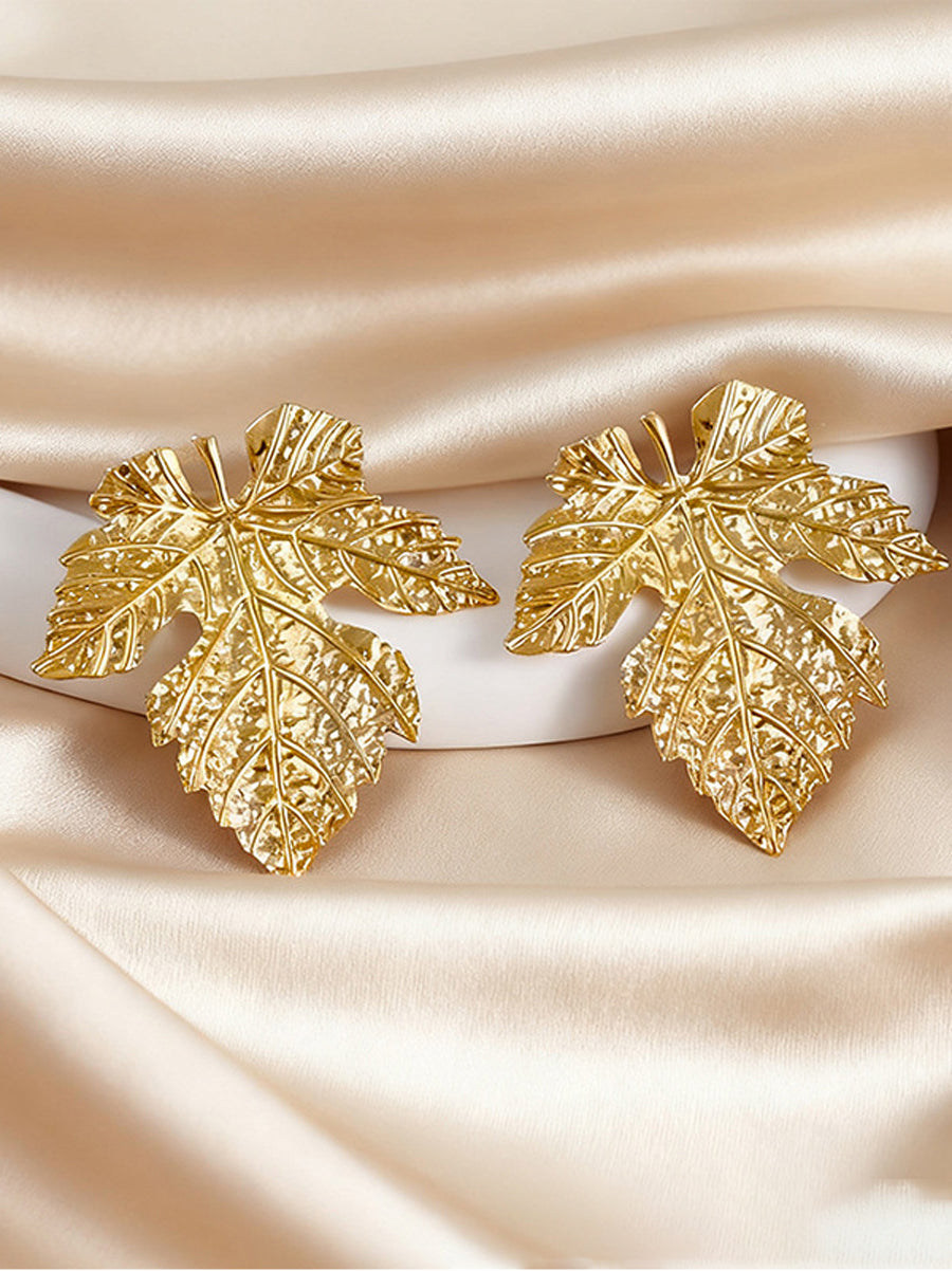 Boucles d'oreilles en forme de feuilles, couleur unie