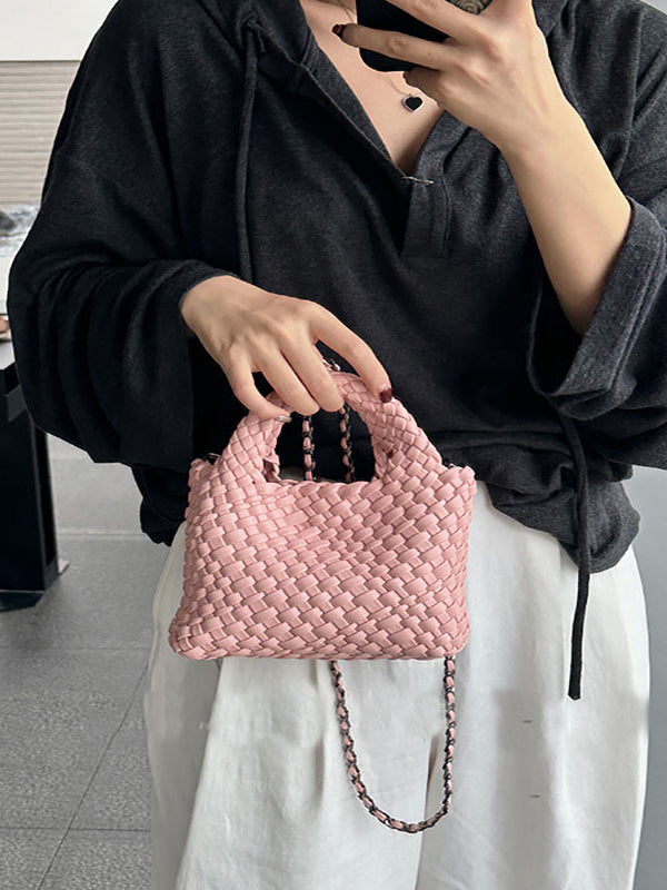 Sac à main tressé couleur unie