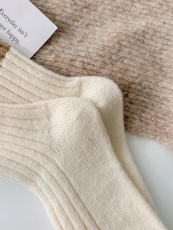 Chaussettes plissées à taille élastique, couleur contrastée