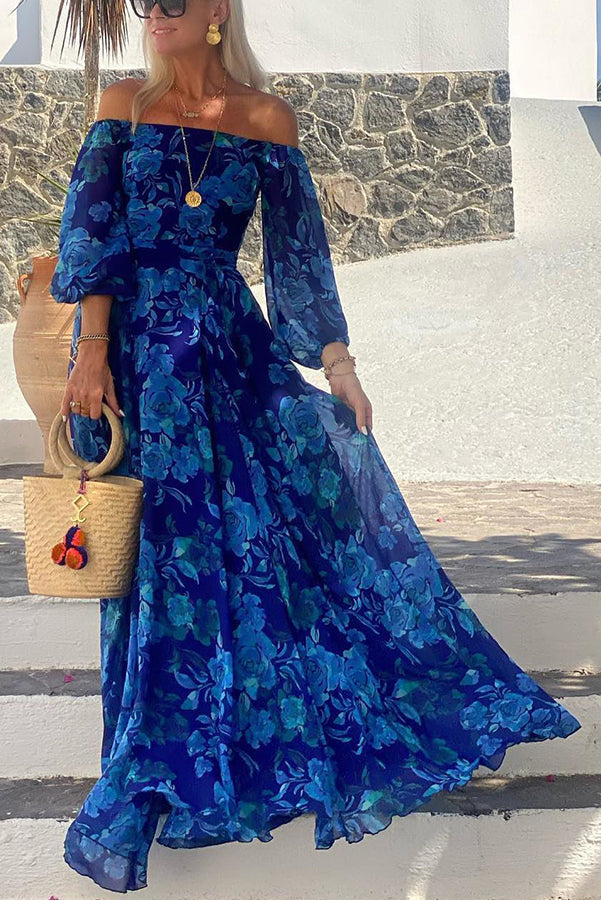 Cleo | Robe de soirée maxi sans épaules à motif floral