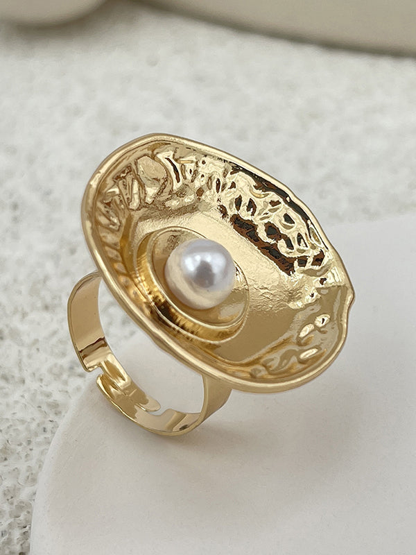 Bague géométrique plissée brillante