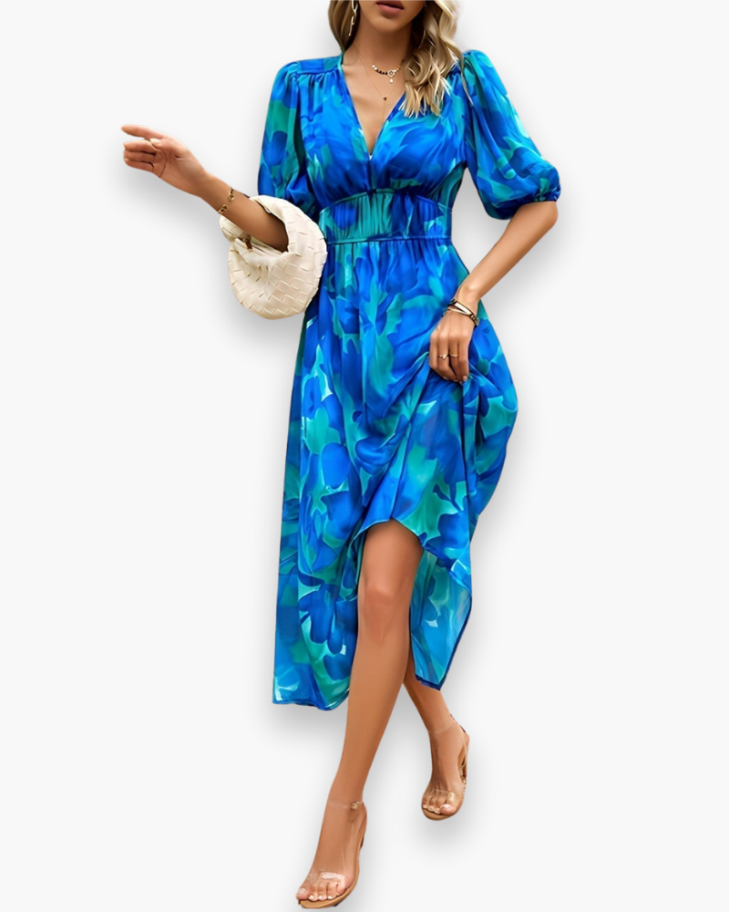 Robe Midi Élégante à Imprimé Floral pour Femmes | Robe d'Été Midi