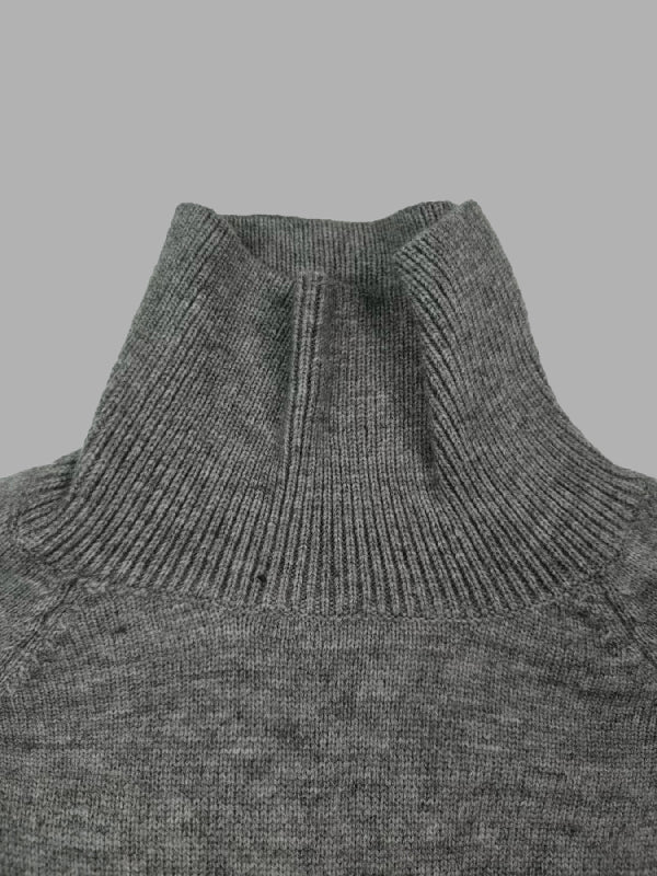 Pull décontracté ample à manches longues, à col haut, couleur unie