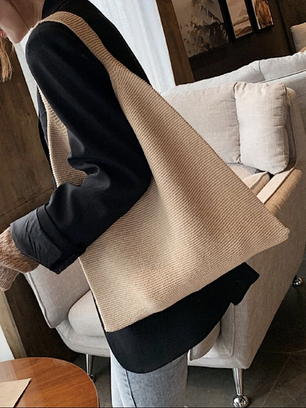 Sacs de couleur unie Sac à main tissé
