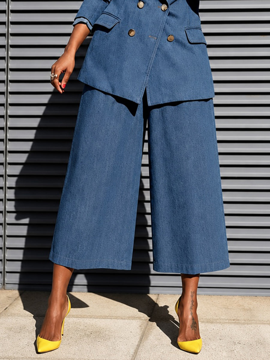 Jean ample à poches, à jambes larges, couleur unie