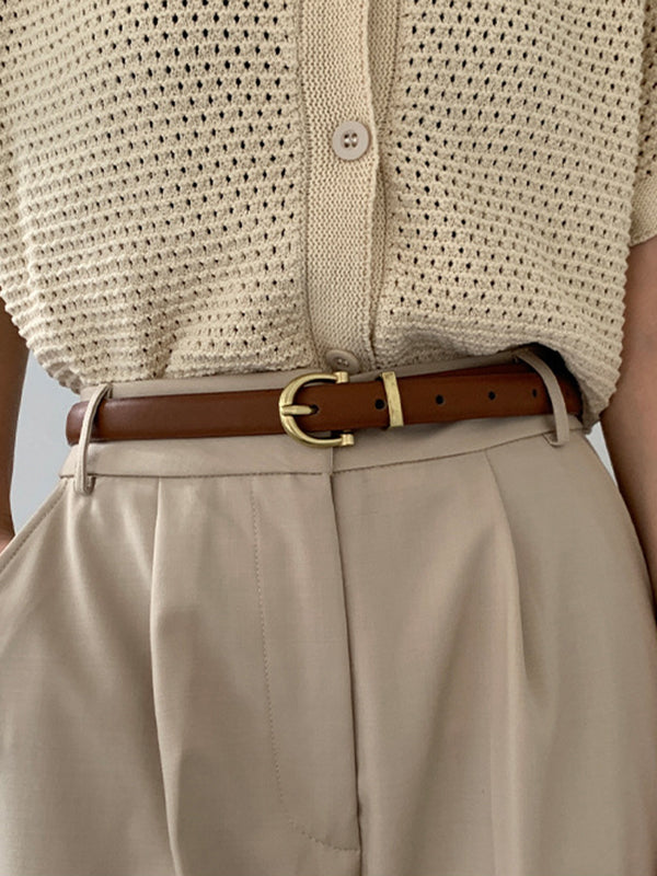 Ceinture à boucle, à empiècements, couleur contrastée