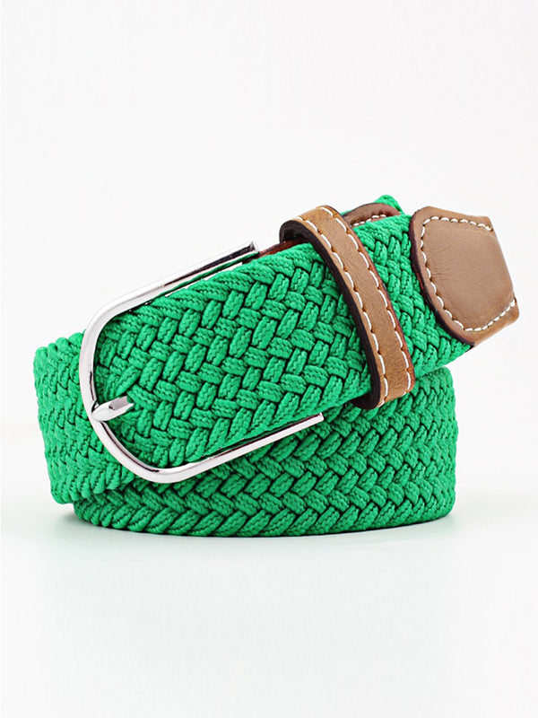 Ceinture tissée de couleurs contrastées simples, 20 couleurs