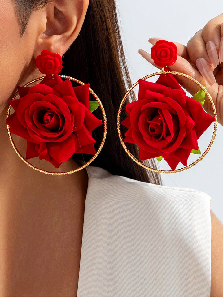 Boucles d'oreilles pendantes en forme de fleur