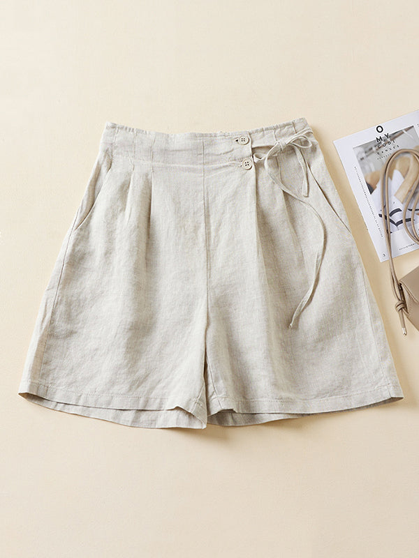 Short ample à taille élastique, couleur unie