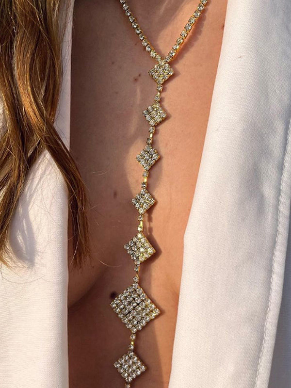 Accessoires de chaîne de corps en losange en strass