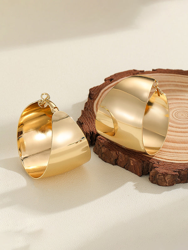 Boucles d'oreilles géométriques brillantes couleur unie
