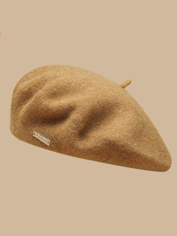 Béret rétro artistique, couleur unie