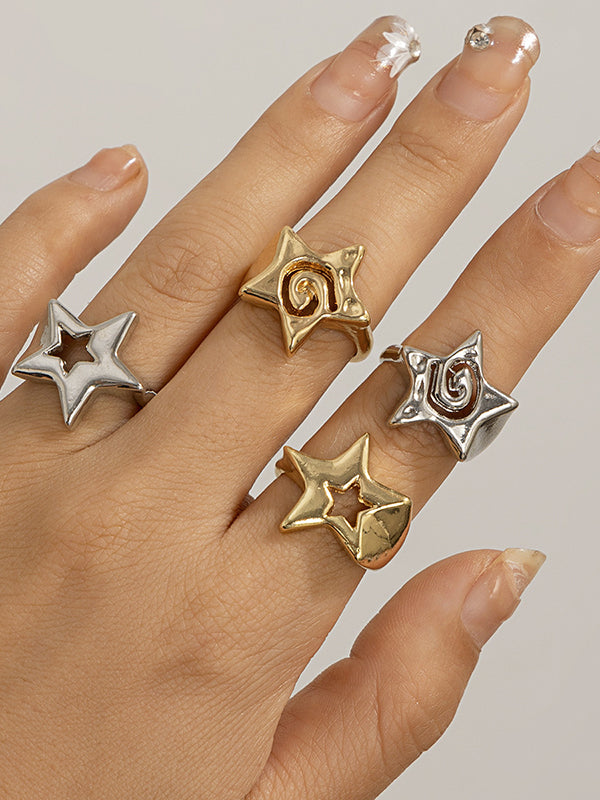 Bague réglable ajourée normcore, en forme d'étoile