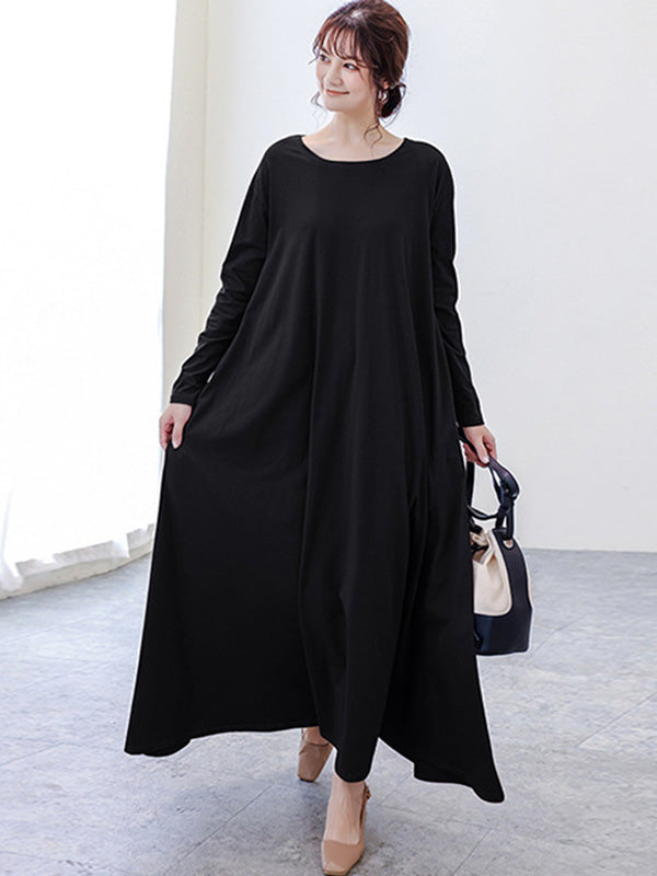 Robe décontractée ample à manches longues, simple, 6 couleurs, grande taille