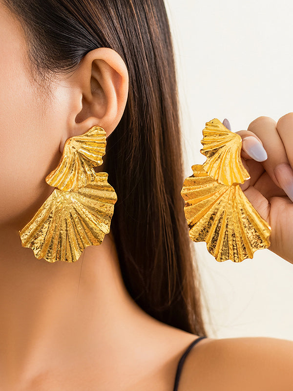 Boucles d'oreilles pendantes géométriques en forme de feuilles, couleur unie