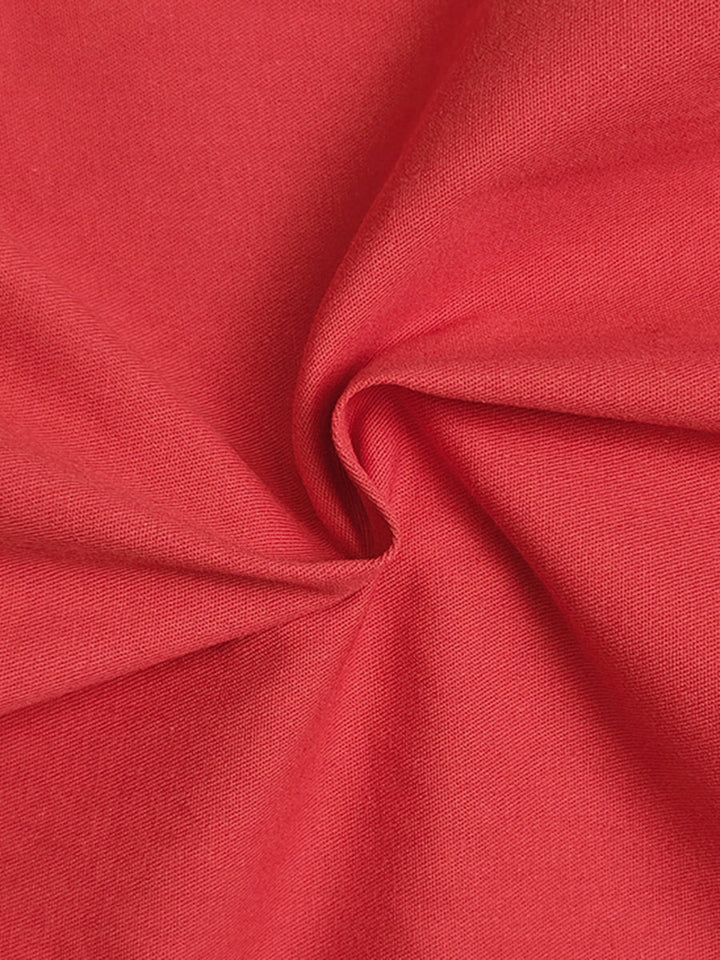 Pantalon ample taille haute, à taille élastique, à poches, couleur unie