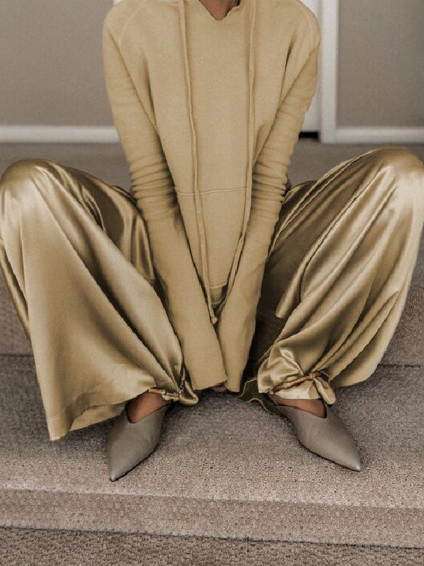 Sweats à capuche unis originaux – Ensemble deux pièces pantalon jambes écartées