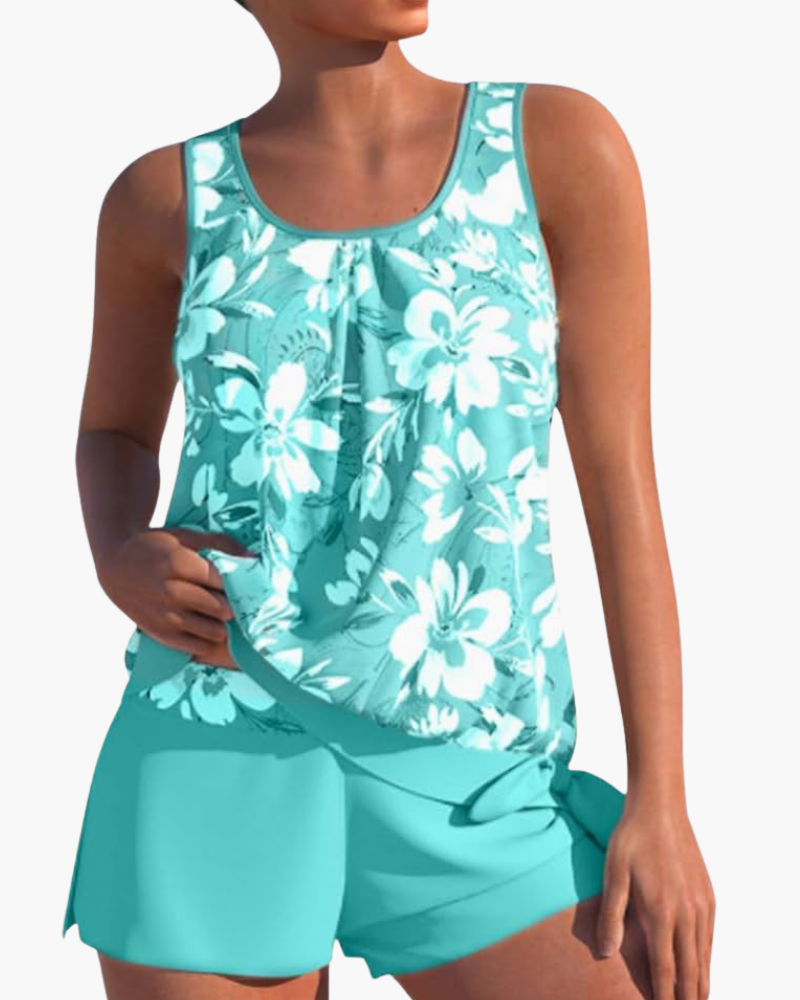 Ensemble Tankini Floral Stylé pour Femmes | Bicolore
