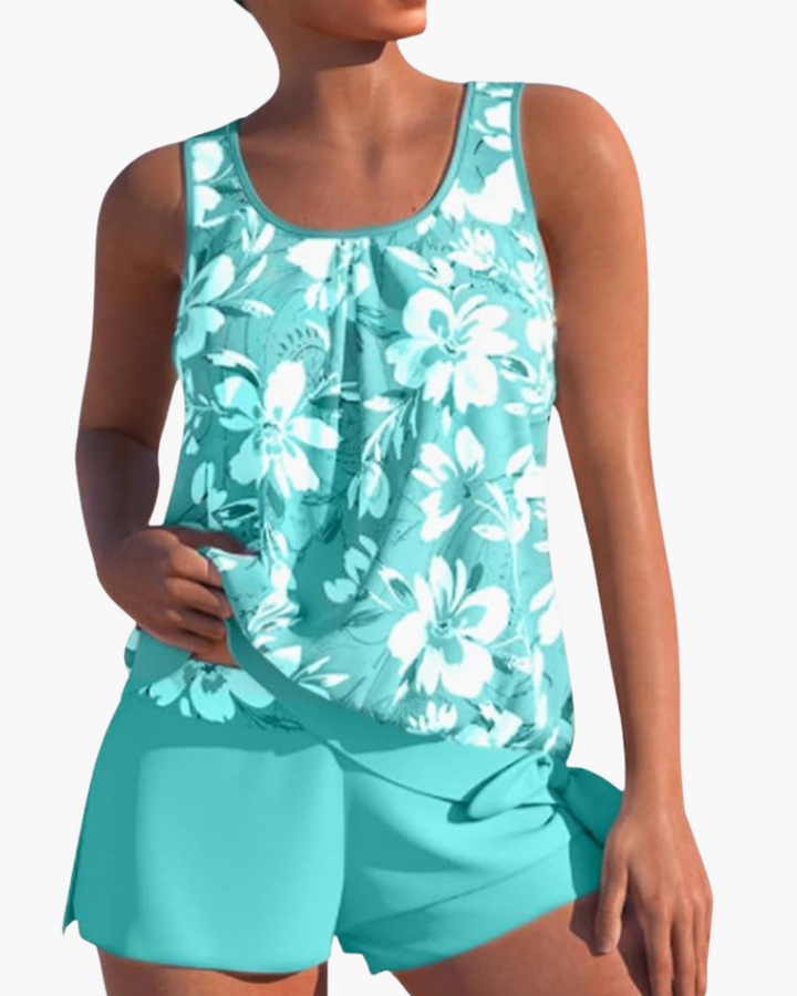 Ensemble Tankini Floral Stylé pour Femmes | Bicolore