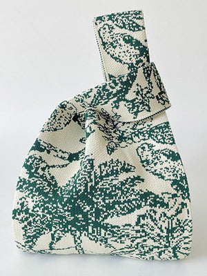 Sac à main imprimé tressé couleur contrastée