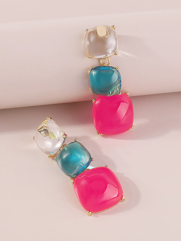 Parure boucles d'oreilles pendantes et boucles d'oreilles géométrique