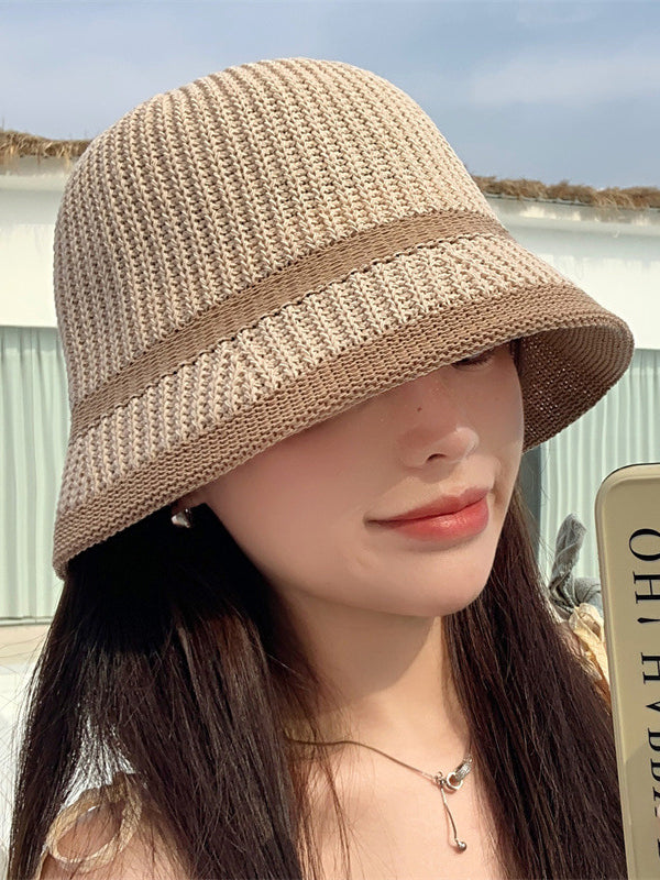 Chapeau bob tressé anti-UV, couleur contrastée