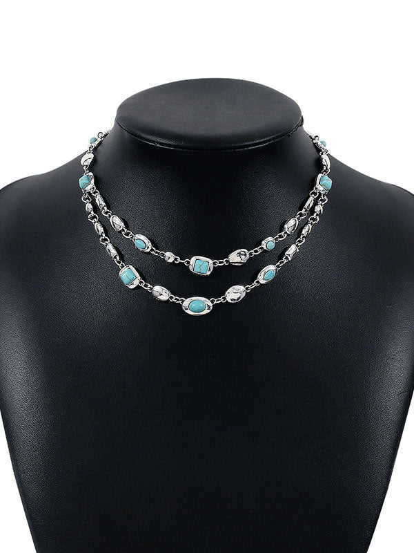 Collier géométrique à double rang