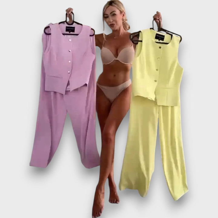 Milia – Tailleur pour femme avec gilet et jambes larges