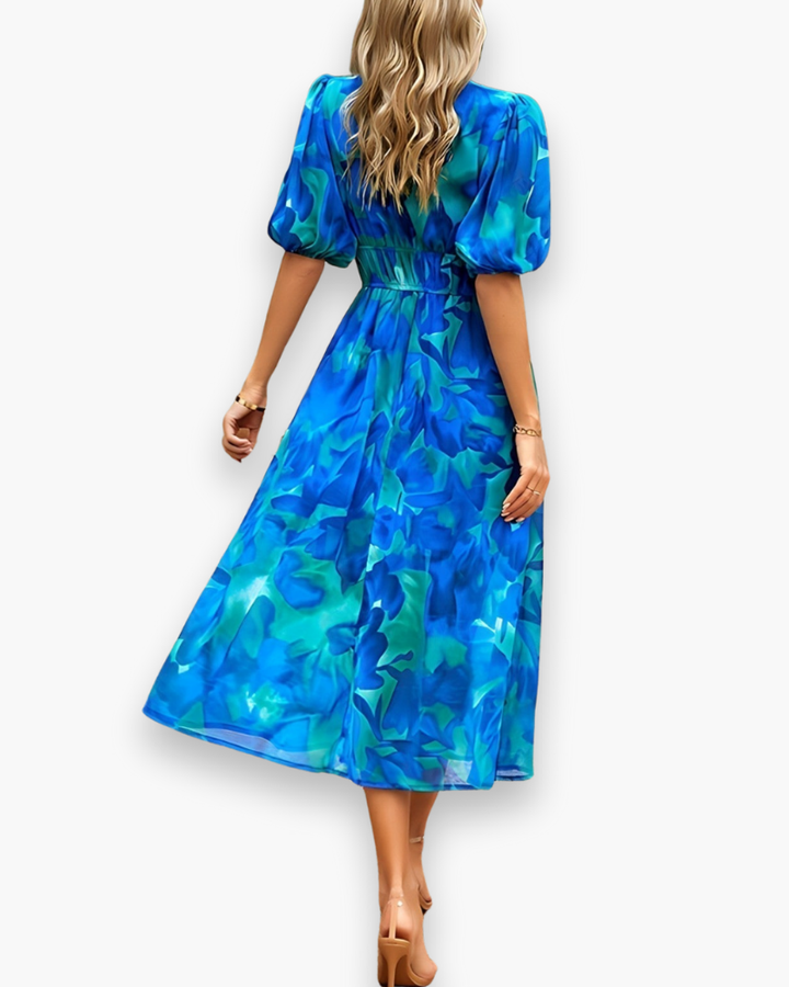 Robe Midi Élégante à Imprimé Floral pour Femmes | Robe d'Été Midi