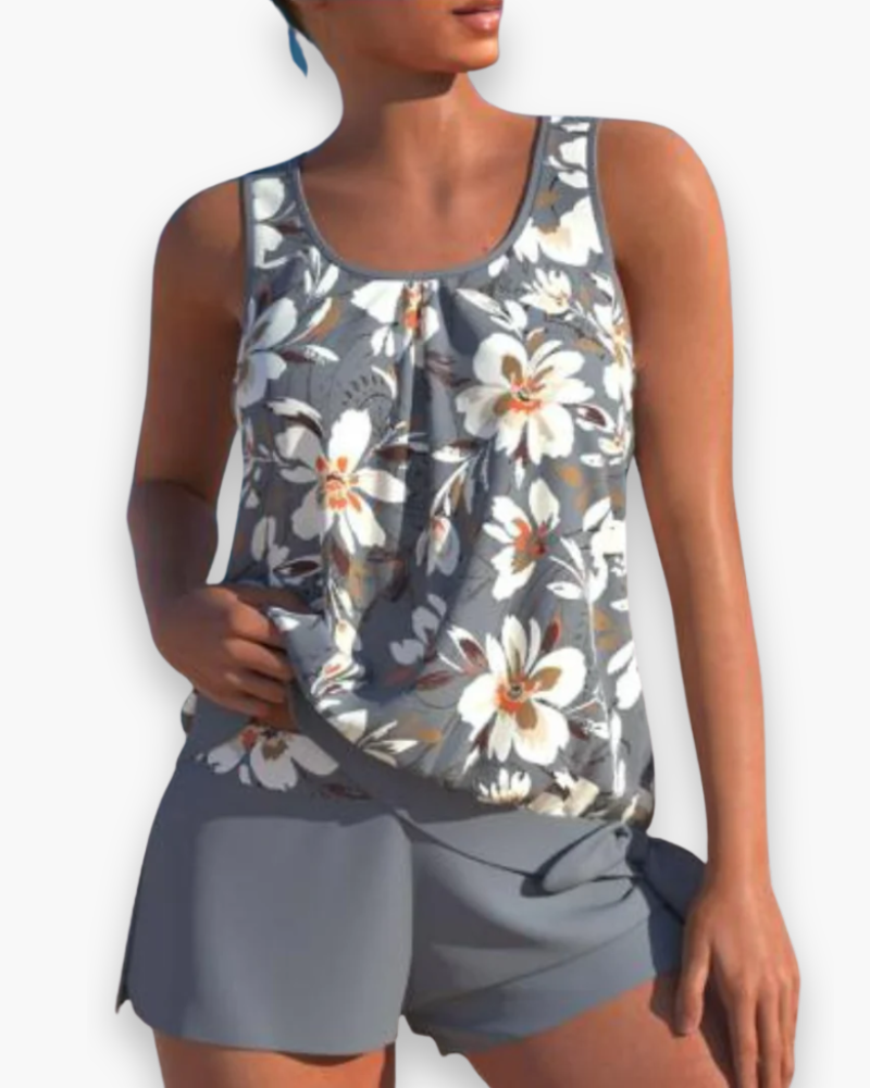 Ensemble Tankini Floral Stylé pour Femmes | Bicolore