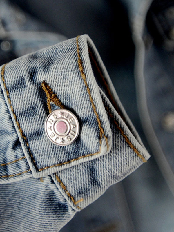 Veste à manches longues, à empiècements, à col revers, en jean