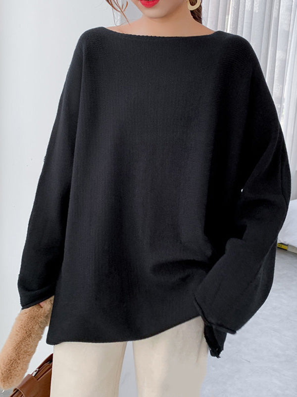 Pull simple à col rond, couleur unie