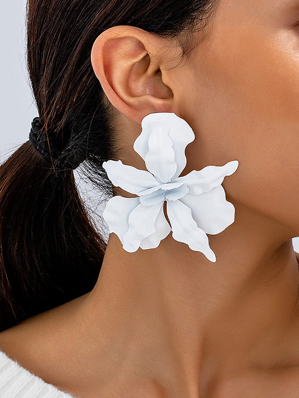 Boucles d'oreilles en forme de fleur, couleur unie