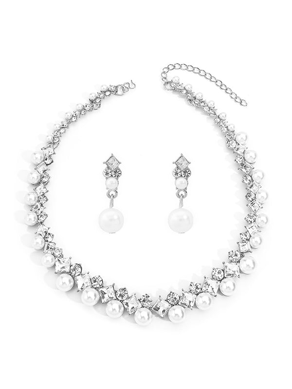 Parure collier et boucles d'oreilles géométrique