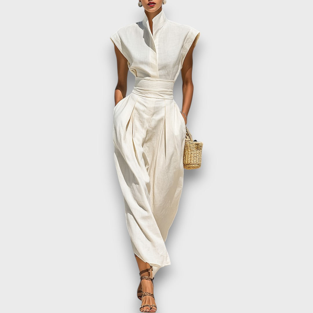Liorna – Robe maxi en coton pur avec col