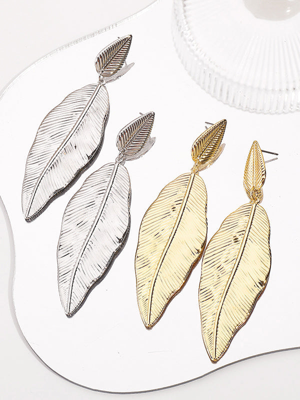 Boucles d'oreilles pendantes en forme de feuilles