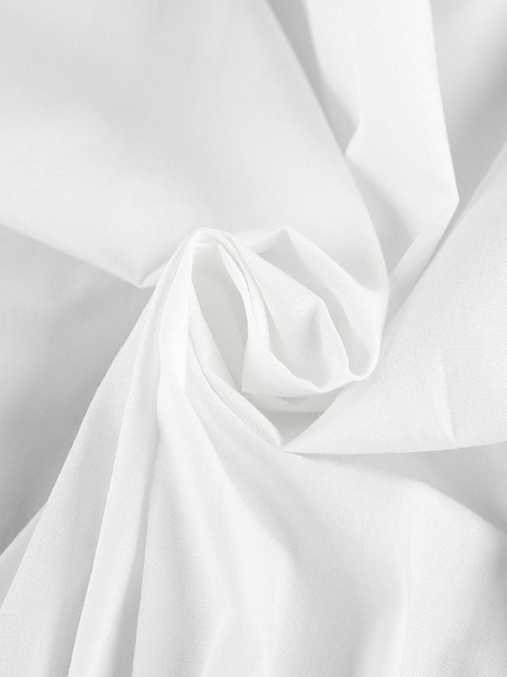 Chemisier plissé à taille élastique, taille haute, à empiècements, à taille nouée, à col rond, couleur unie