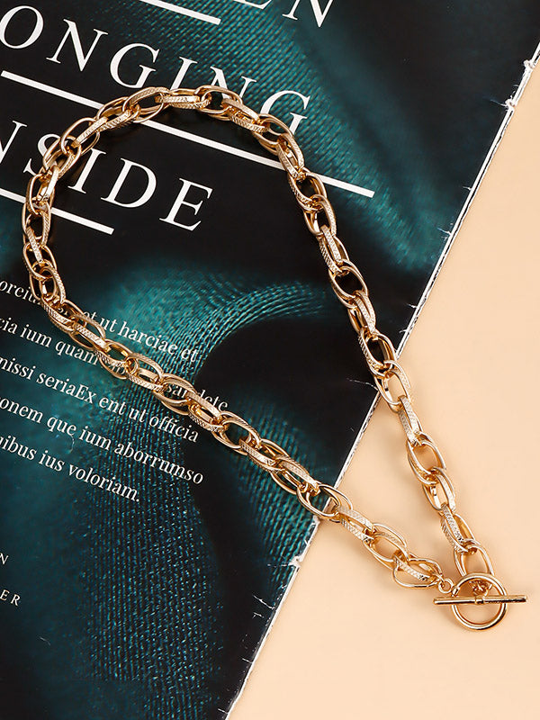 Collier ajouré délicat à chaîne, couleur unie
