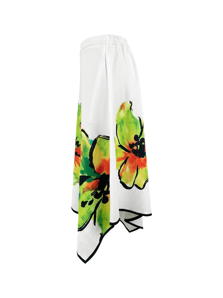 Jupe coupe trapèze, taille haute, à imprimé floral