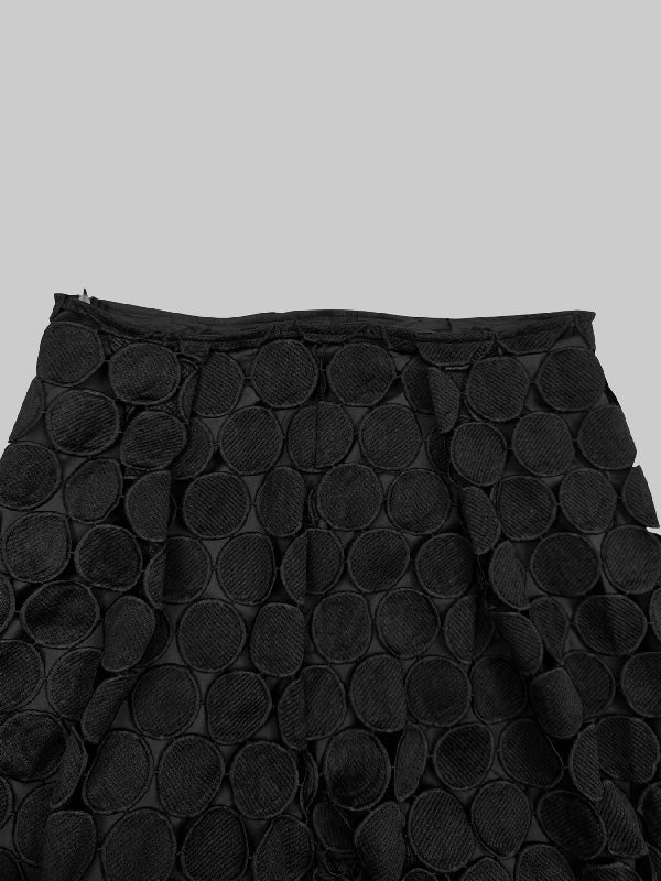 Pantalon ajouré taille haute, à jambes larges, à pois, couleur unie