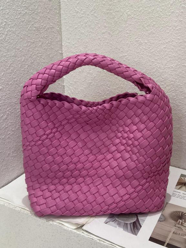 Sac à main tressé couleur unie