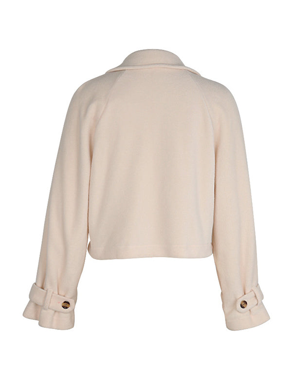 Veste ample boutonnée à manches longues, à empiècements, à col cranté