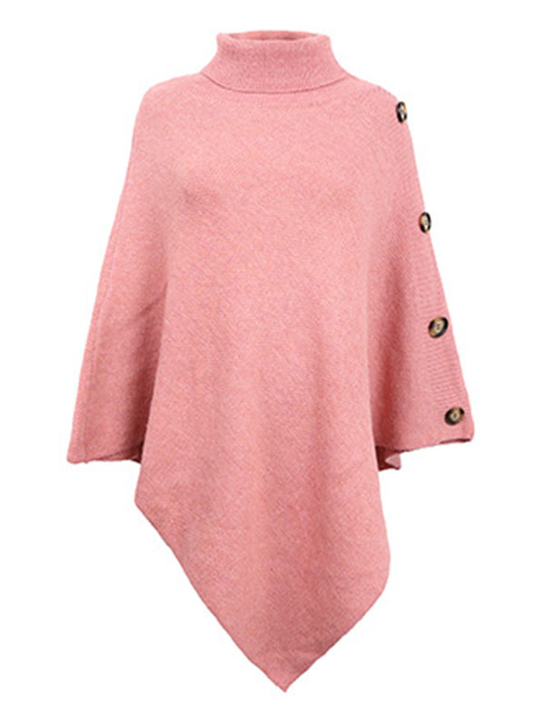 Cape pull décontractée à col haut, 7 couleurs
