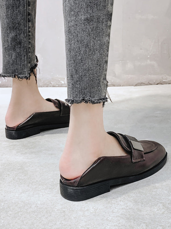 Mocassins à bout carré à coupe peu profonde