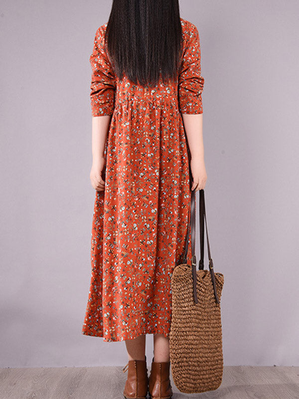 Robe mi-longue originale à imprimé floral Frenum à revers