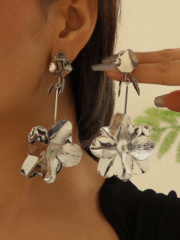 Boucles d'oreilles pendantes géométriques en forme de fleur