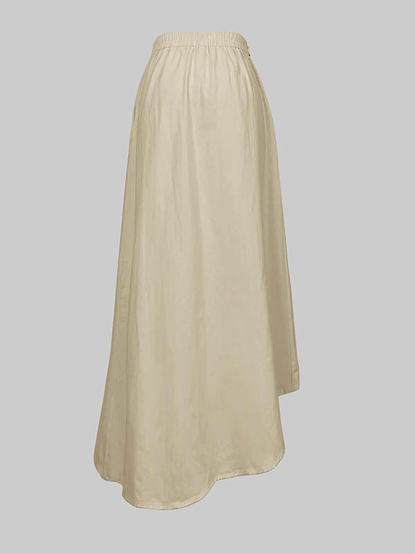 Jupe ample asymétrique coupe trapèze, à taille élastique, à poches, à empiècements